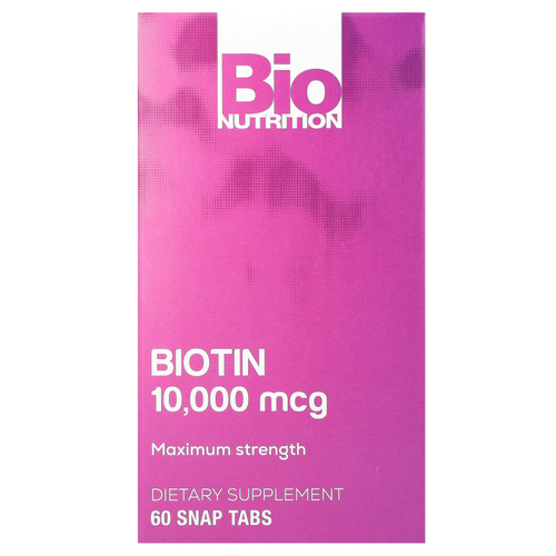 Bio Nutrition, Биотин, максимальная эффективность, 10 000 мкг, 60 таблеток