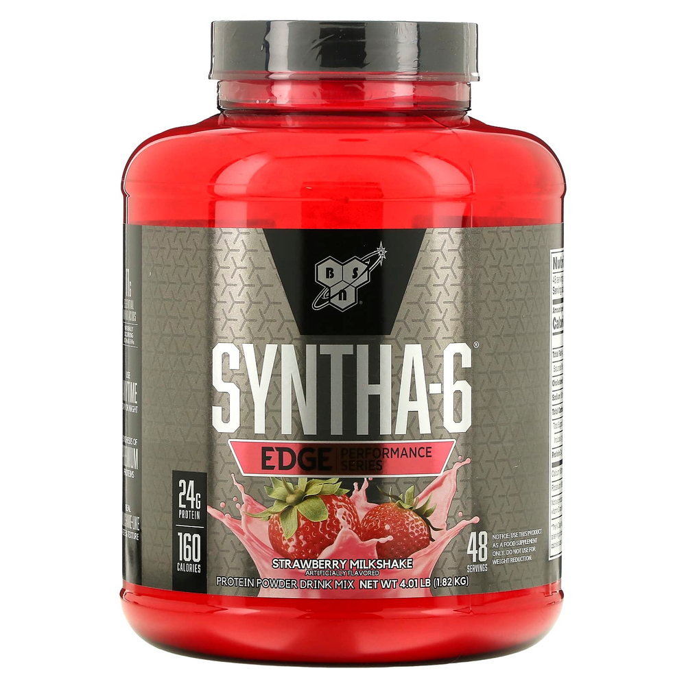 BSN, Syntha-6 Edge, смесь протеина в порошке, клубничный молочный коктейль, 1,82 кг (4,01 фунта)