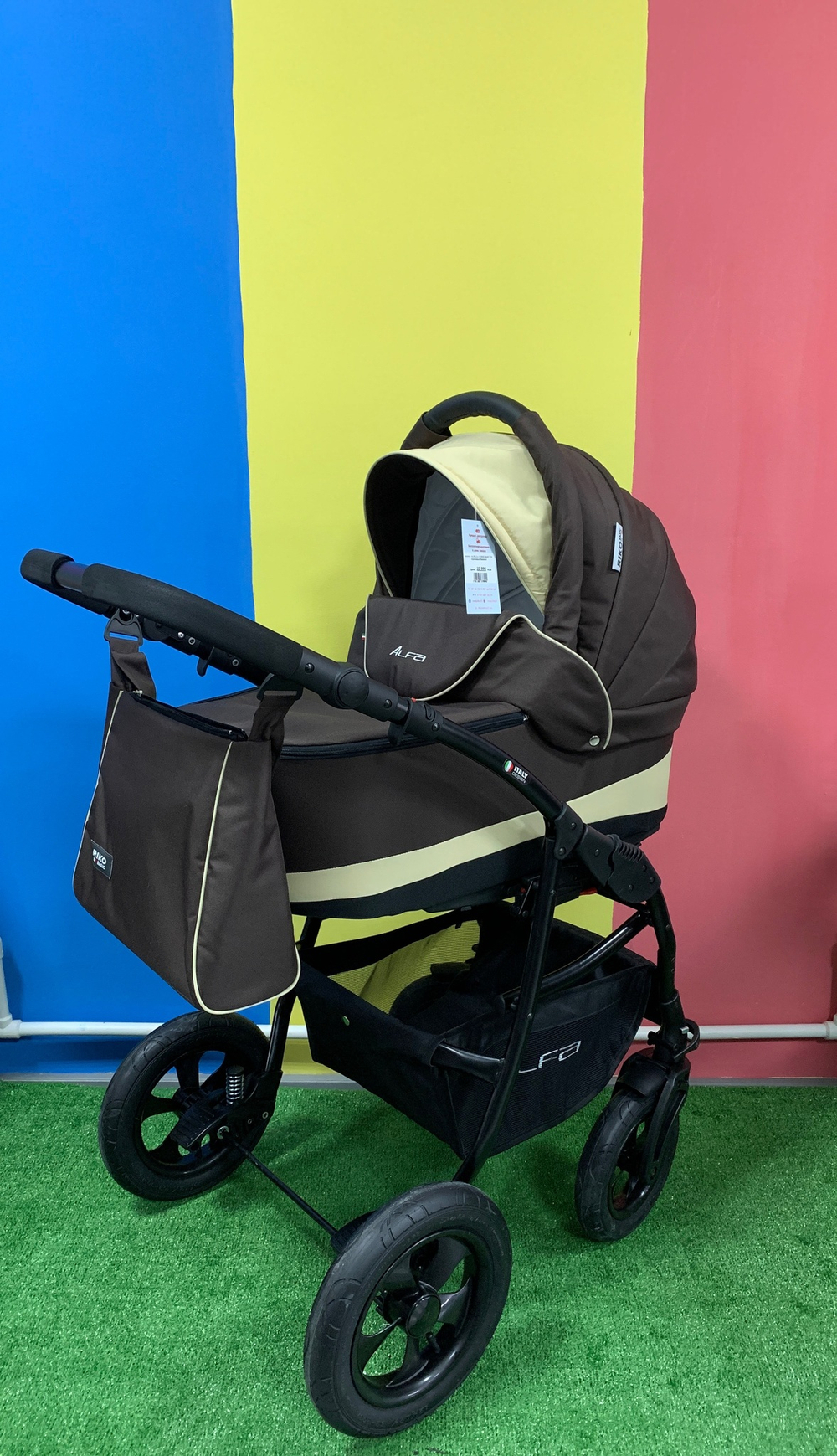 Коляска  ALFA (2 в 1) (RIKO BASIC) 09 коричневый-бежевый