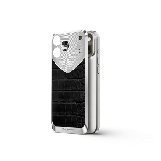 Чехол для iPhone 17 на магните - Натуральная кожа Аллигатора - Чёрный
