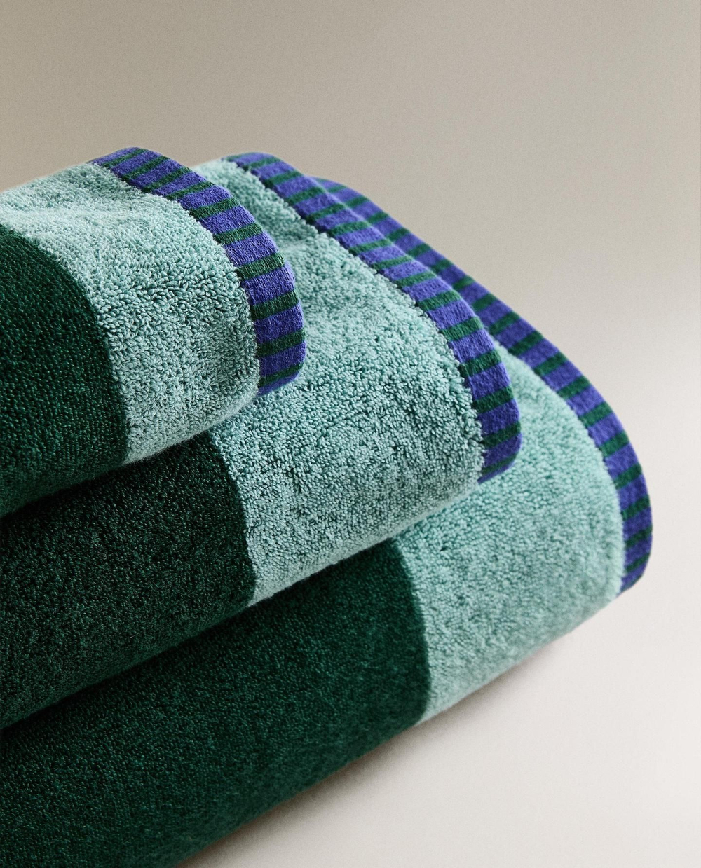 Zara Home - Хлопковое полотенце в полоску x collagerie, синий, 90х150 см