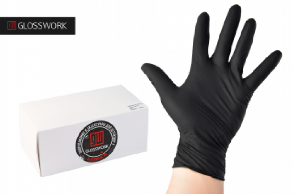 Glosswork Nythril Gloves Прочные нитриловые перчатки с текстурой, цвет черный/50 шт, L