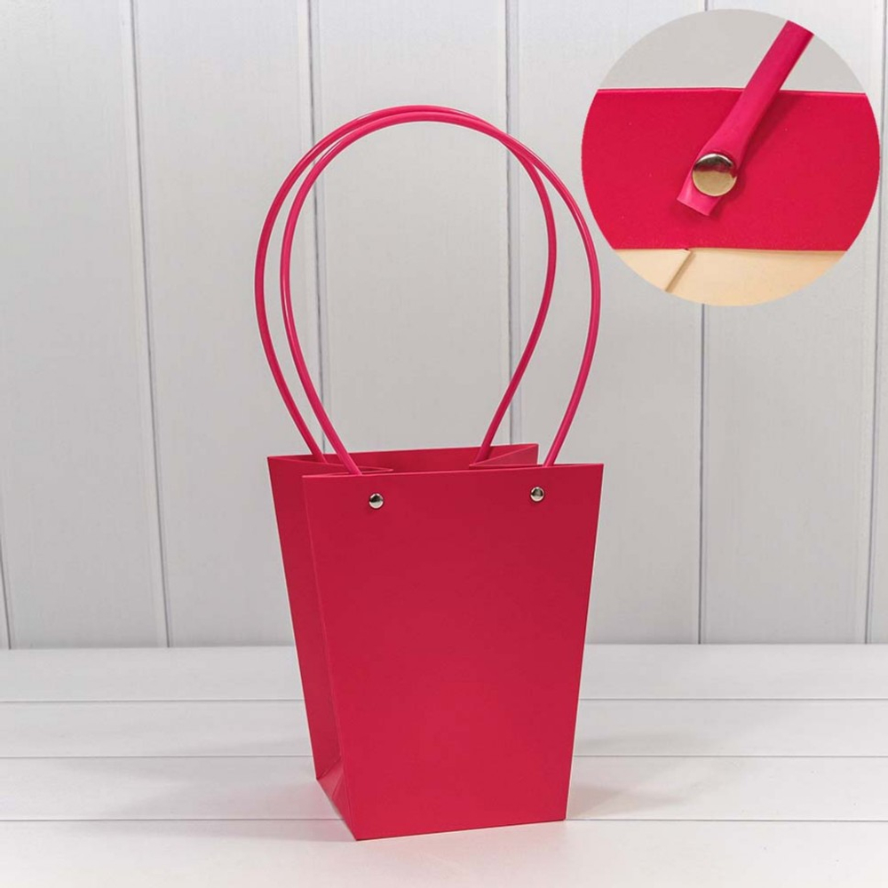 Пакет подарочный 20х17х12см Ваза для цветов (Малиновый)