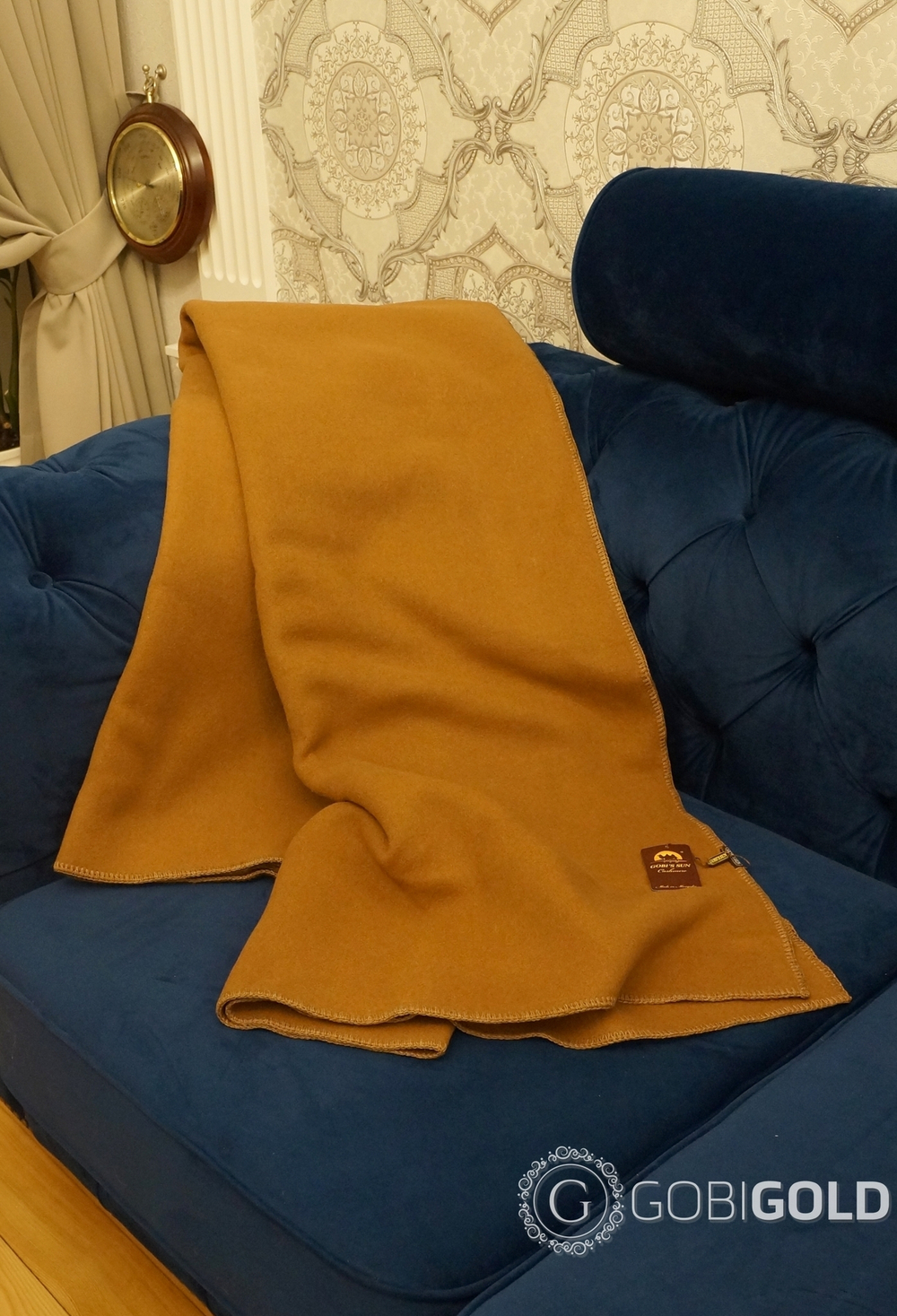 Одеяло тканое из 100% верблюжьей шерсти 150х200 см. (GOBI SUN) - камел (утяжеленное)
