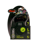 Поводок-рулетка Флекси Black Design L (до 50кг) 5м., лента. черный/серебро
