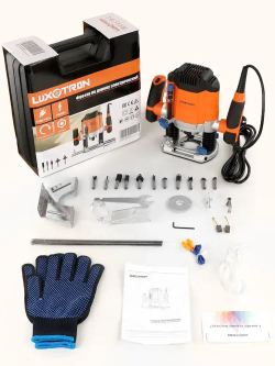 Фрезер по дереву электрический Luxotron, 1400 Вт, 16,000-30,000 об/мин, Цанги 6/6.35/8 мм (6+8 в комплекте), электрофрезер, фрезерная машина обработки дерева