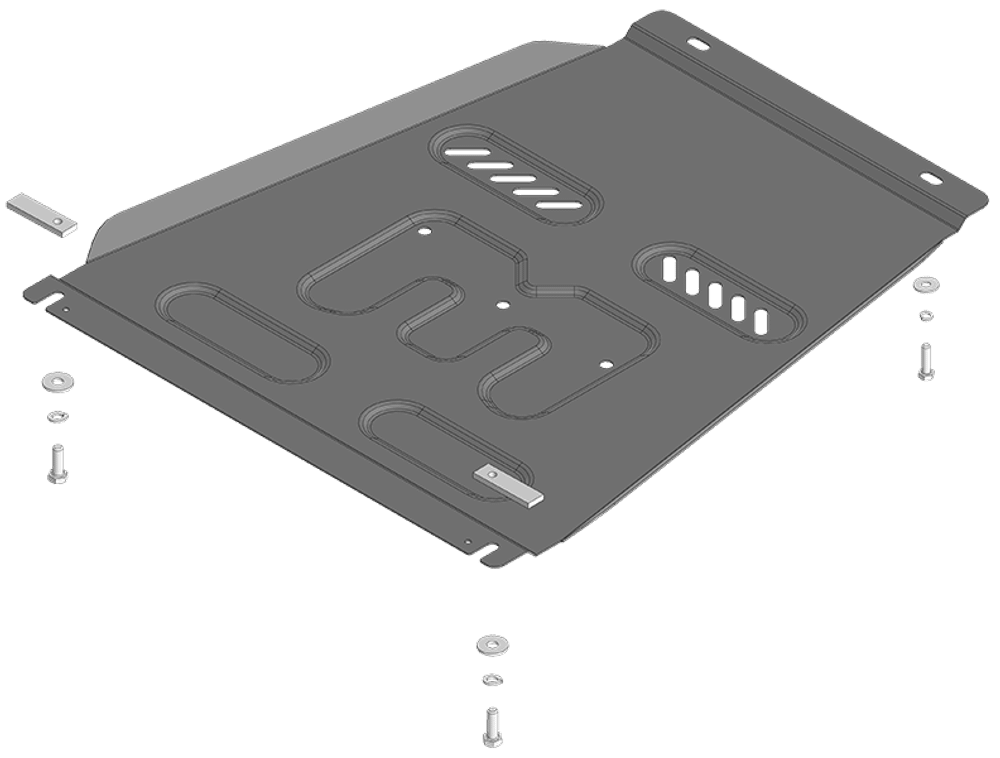 Защита КПП. 2 мм, Сталь. для KGM Rexton 2023-н.в., Motodor.72806