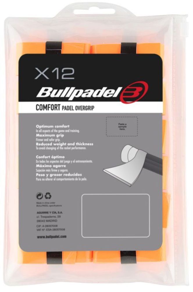 Теннисные намотки Bullpadel Padel Comfort Overgrip GB 1600 12P - naranja fluor