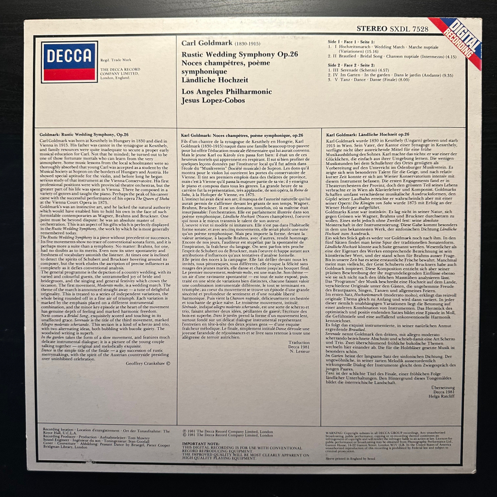 Голдмарк - Деревенская свадьба (Европа 1981г.)