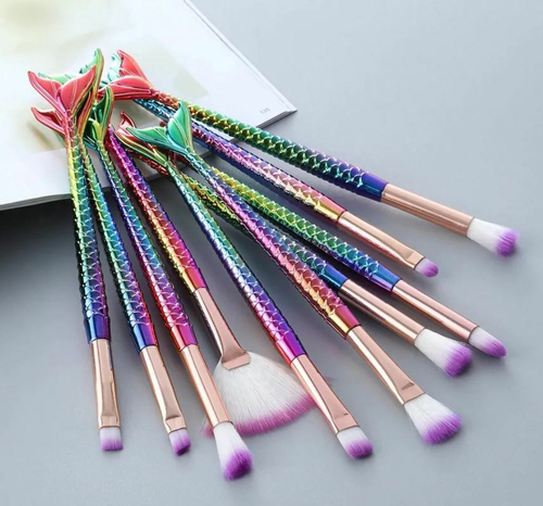 SALE! Набор кистей для макияжа, "Русалка", 10 штук. Цвета в ассортименте.