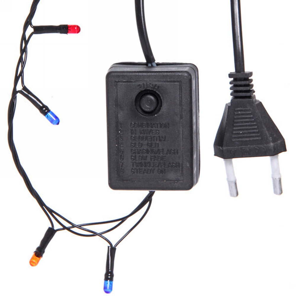 Гирлянда для дома MINI 13м 260 ламп, 8 реж, зеленый провод IP-20, Мультицвет