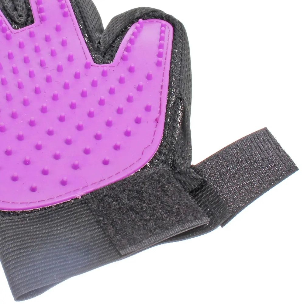 Расческа - перчатка для собак и кошек «ЛАПКИ и ЦАРАПКИ», на липучке, цвет фиолетовый, 23см (подвес)