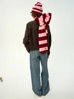 Купить Шарф Kraizy Stripes в полоску бургунди / роза Шарф Kraizy Stripes в полоску бургунди / роза