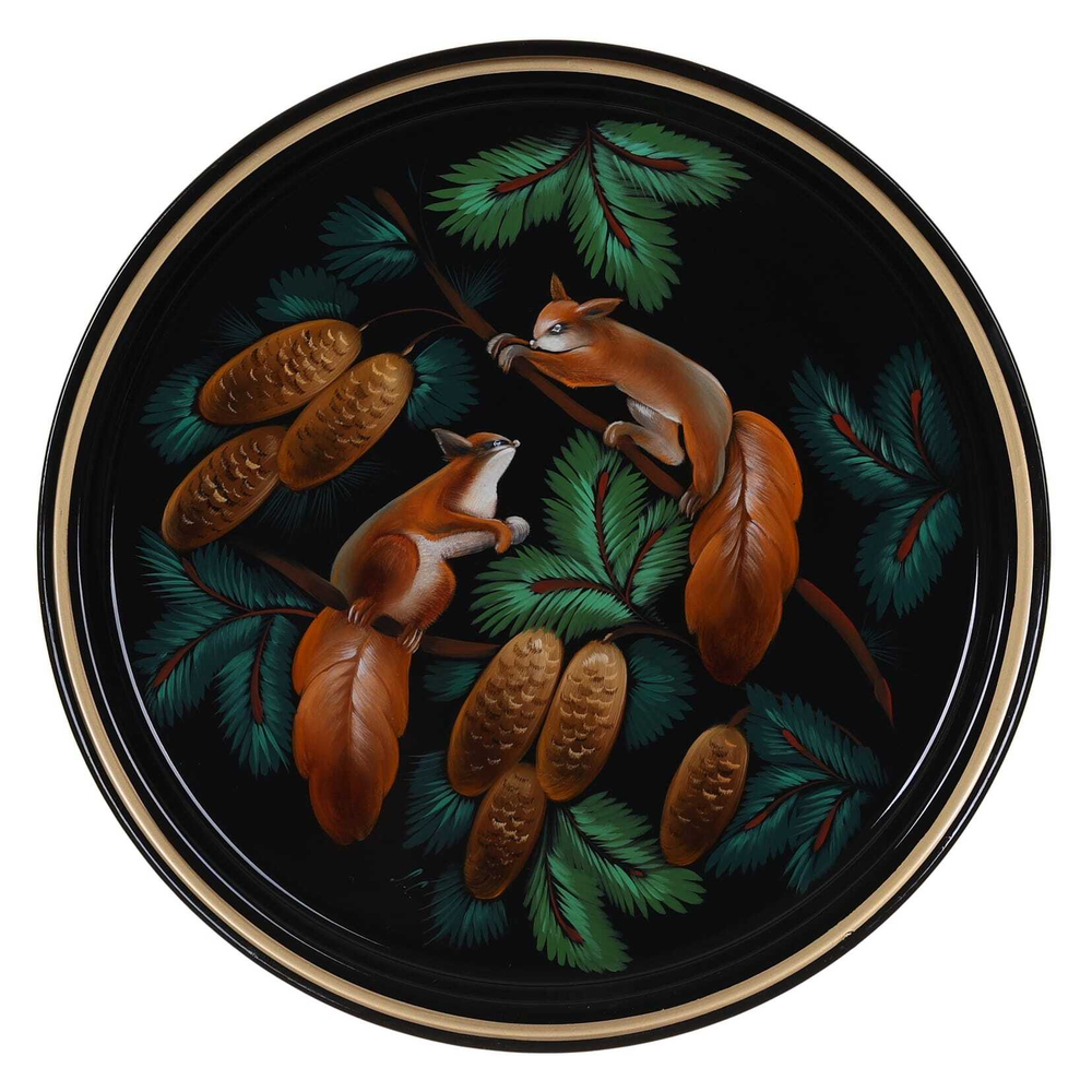 Жостовский поднос декоративный, размер 30 см (A9), металлический