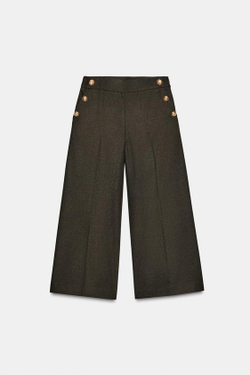 ZARA БРЮКИ-КЮЛОТЫ С ПУГОВИЦАМИ, КОРИЧНЕВЫЙ