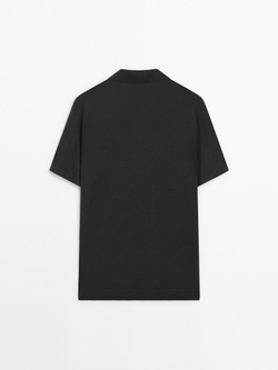 Massimo Dutti Поло из смесовой шерсти с воротником поло и короткими рукавами, серый