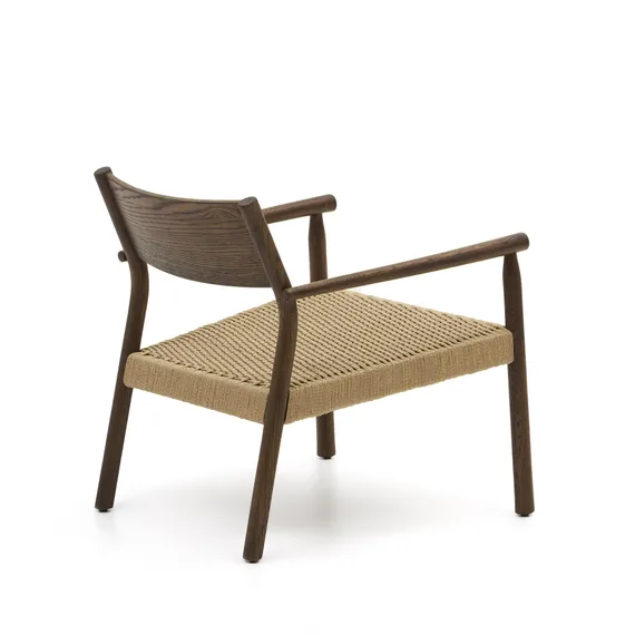 Кресло Yalia из массива дуба с отделкой из ореха и сиденьем из 100% веревки