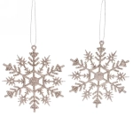 Подвески в блестках «Зимние снежинки» 9,5 см (набор 2шт), шампань