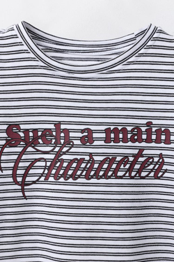 ZARA ФУТБОЛКА В ПОЛОСКУ С ВЫРЕЗАМИ, ЧЕРНЫЙ