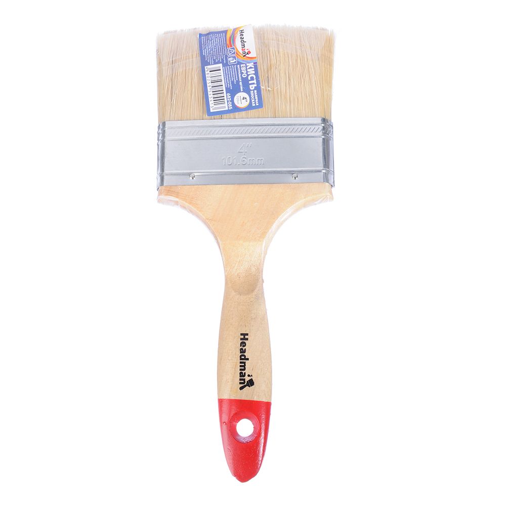 Кисть малярная плоская "Евро" нат. щетина 4" (100мм)HEADMAN