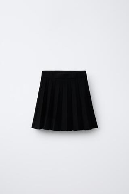 ZARA ТРИКОТАЖНАЯ ЮБКА В СКЛАДКУ, ЧЕРНЫЙ