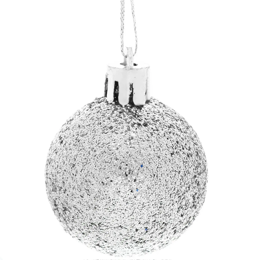 Новогодние шары 4 см (набор 24 шт) «Микс фактур», серебро