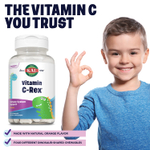 KAL, Dinosaurs®, Vitamin C-Rex®, витамин С, с апельсиновым вкусом, 100 мг, 100 жевательных таблеток
