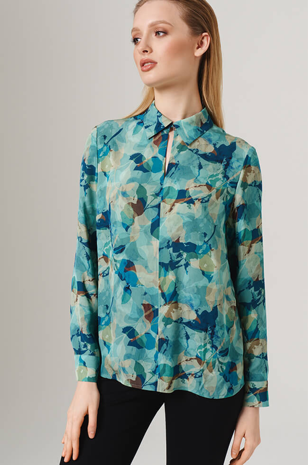 23146 Блузка женская (сине-зеленый принт)
