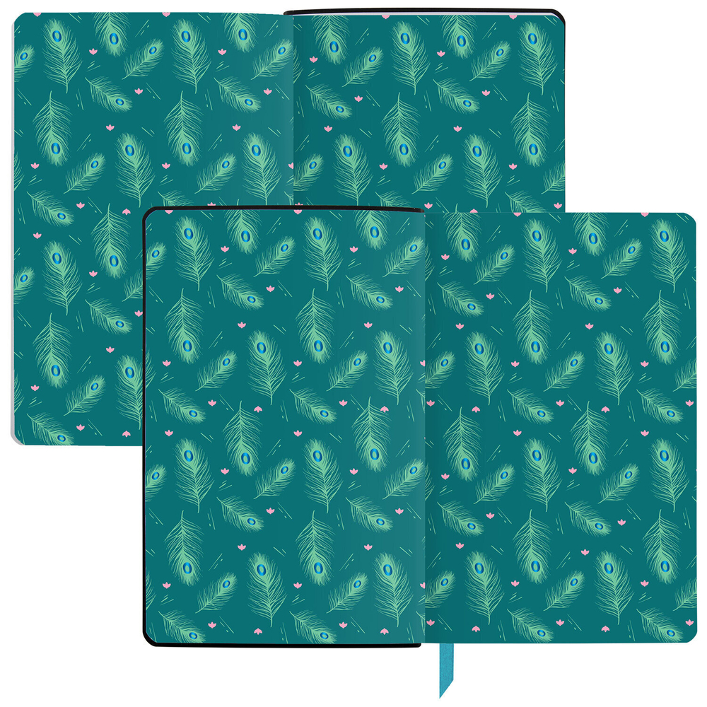 Ежедневник недатированный А5 (138х213 мм) BRAUBERG VISTA под кожу гибкий 136 л. "Peacocks" (2 штуки в упаковке)