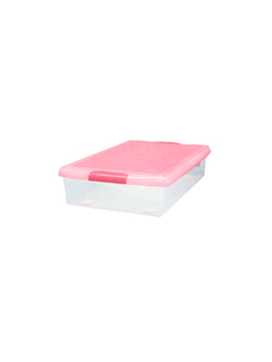 Короб для хранения IRIS THIN BOX 85л, прозрачный-розовый