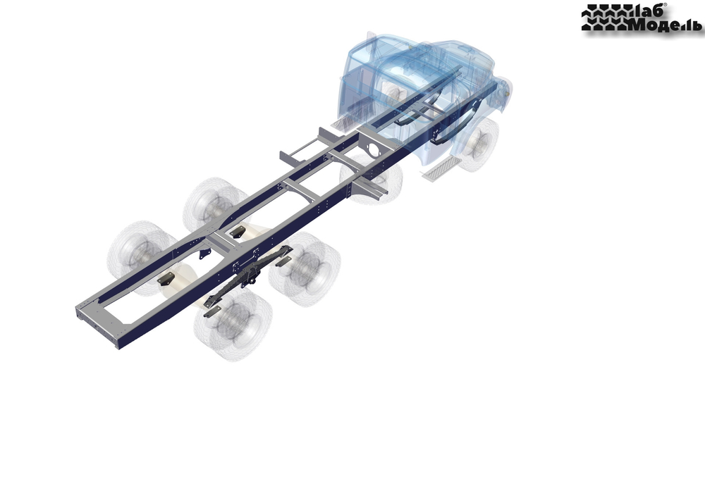 Стальная рама для грузовика ЗИЛ-133ГЯ с колесной формулой 6х4, 6х6 в масштабе 1:10