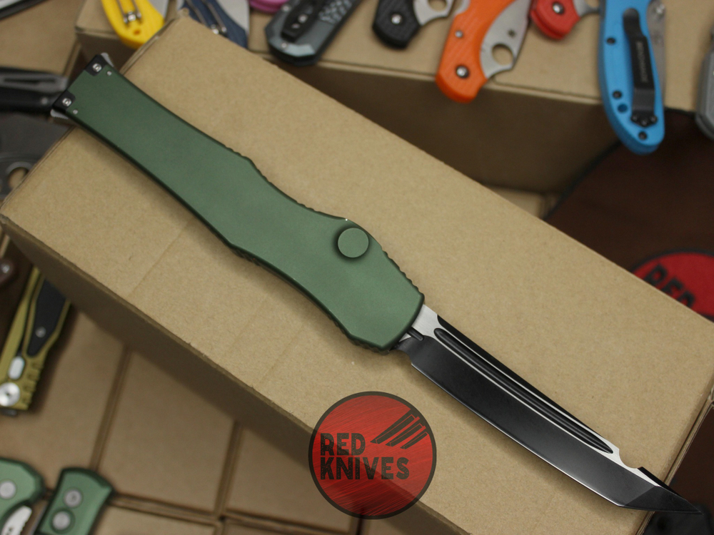 Нож Microtech Halo 6 T/E - зеленая рукоять , клинок черный