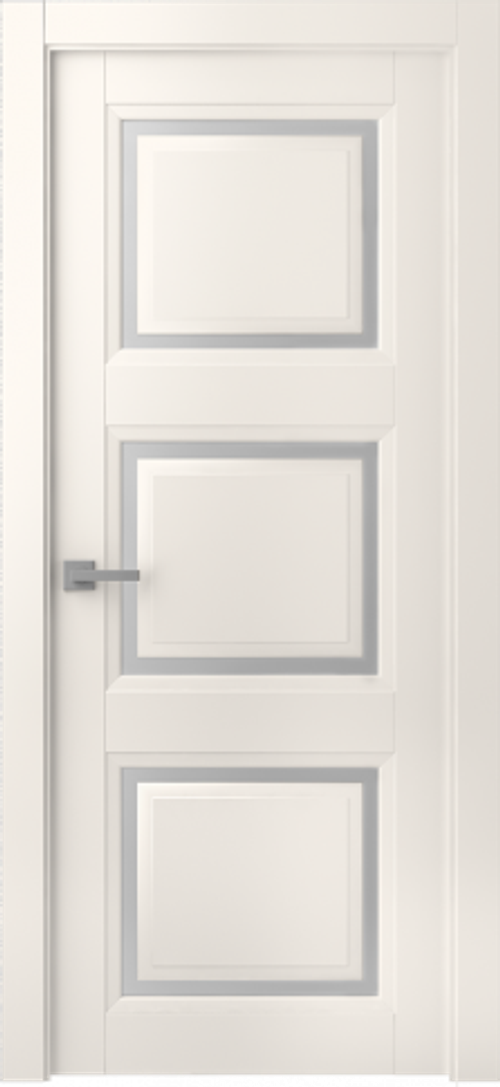 Дверь Аурум 3 / Цвет Эмаль жемчуг / Сатин двусторонний каленый / Двери Belwooddoors