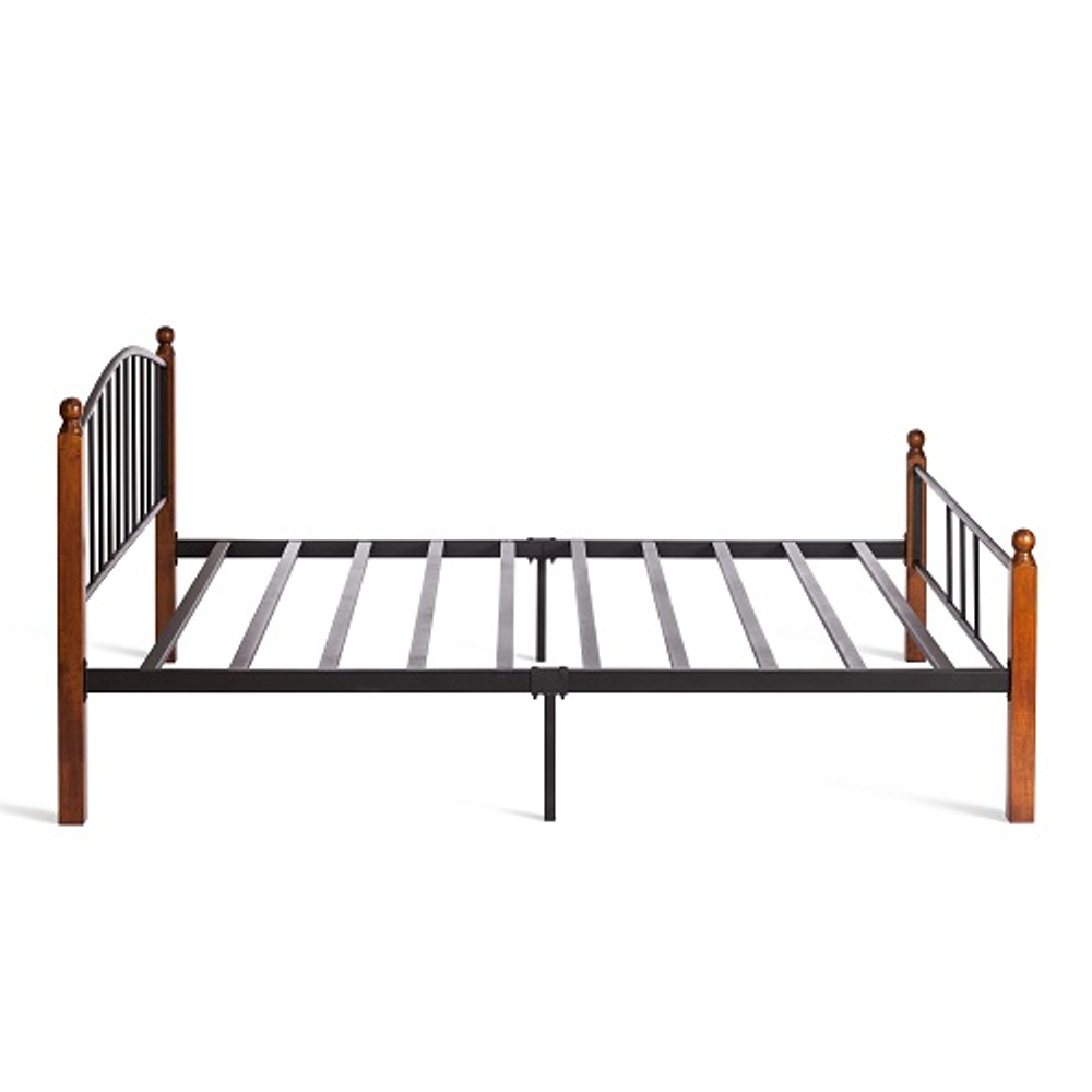Кровать AT-915 дерево гевея/металл, 160х200см, красный дуб/черный
