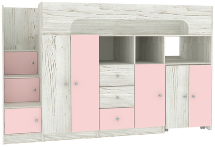 Кровать-чердак КарИВи Астра 11 Винтерберг Розовый