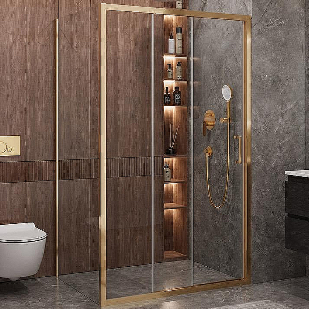 Душевой уголок Cezares Molveno 90x120 AHF-31-120/90-C-BORO-IV стекло прозрачное/профиль золото брашированное