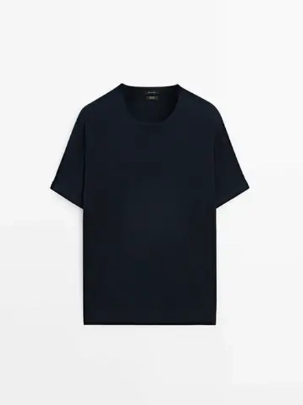 Massimo Dutti Футболка из 100% хлопка, темно-синий