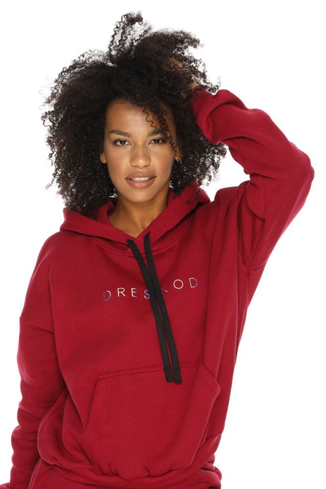 Бордовое худи oversize с капюшоном