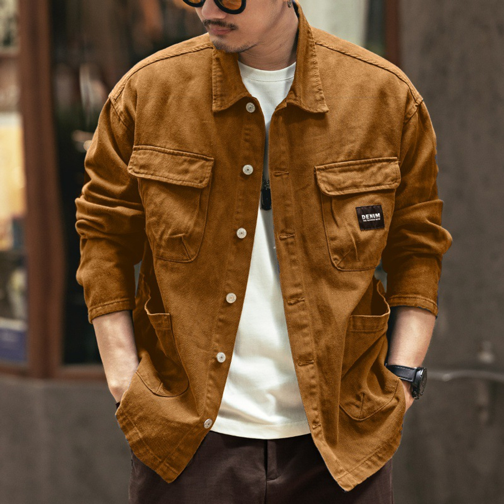 Джинсовая куртка в американском стиле в стиле ретро от GELANLU  STYDIO