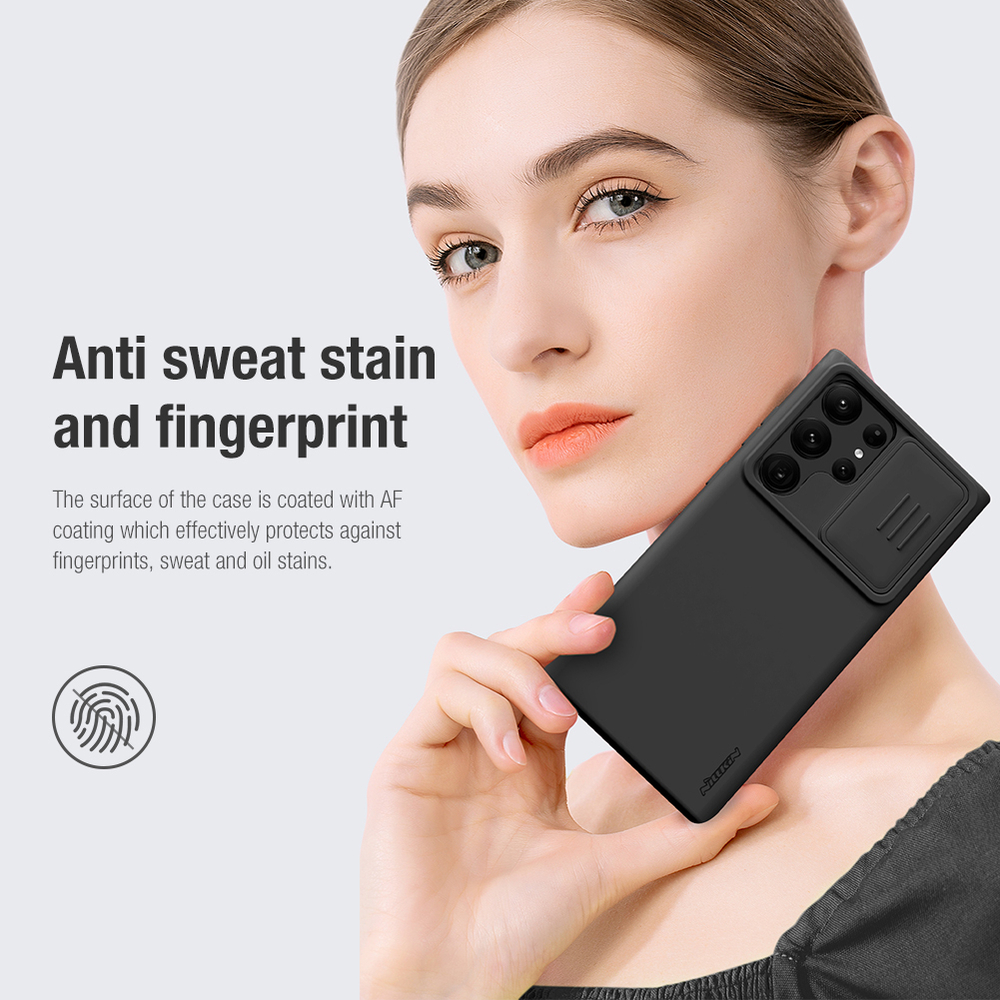 Чехол для Samsung Galaxy S23 Ultra от Nillkin с шелковистым силиконовым покрытием и поддержкой беспроводной зарядки, серия CamShield Silky Magnetic Silicone