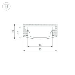 Профиль с экраном ALU-WIDE-H8-2000 ANOD+FROST (Arlight, Алюминий) 014852