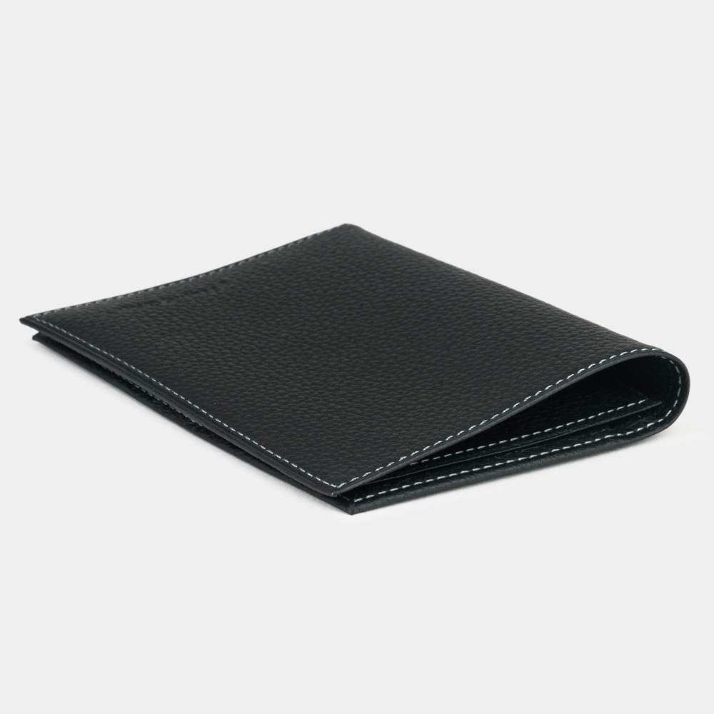 Кожаная обложка для паспорта и автодокументов, теленок черного цвета