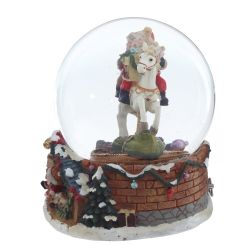 GAEM Фигурка декоративная "Дед Мороз на лошадке" в стекл шаре (ключ,муз), D 14 см, L15 W16 H18,5 см