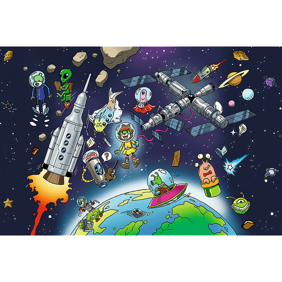 Pazl / Пазлы / Puzzles - "100 UFT" - Treflinka in Space 1/6 /  The Treflik Family