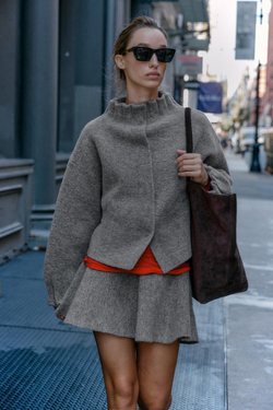 ZARA ТРИКОТАЖНЫЙ БОМБЕР, АНТРАЦИТОВО-СЕРЫЙ