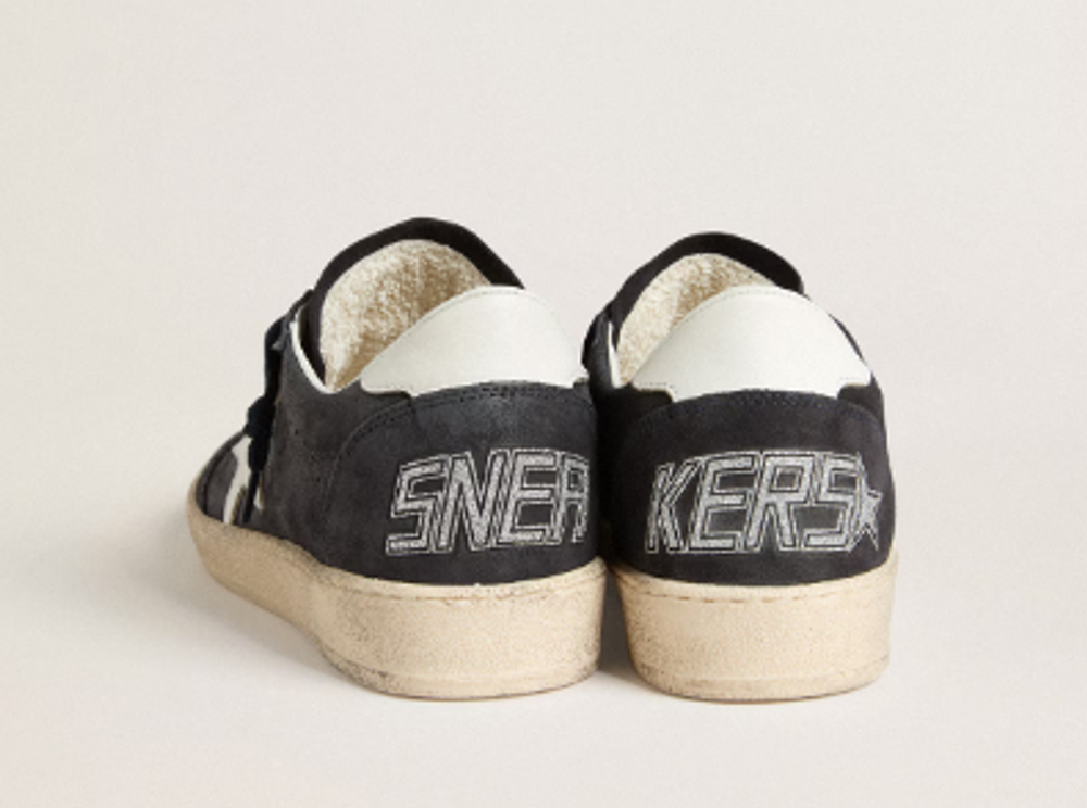 Мужские кеды Ball Star in dark blue suede with leather star and heel tab