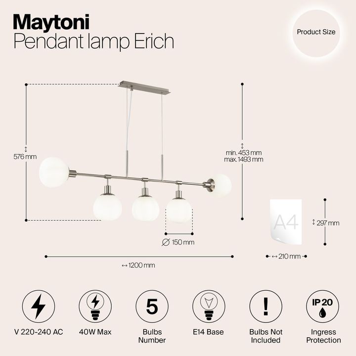Подвесная люстра Maytoni Erich MOD221-PL-05-N