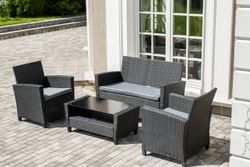 "Вашингтон" лаунж-зона из искусственного ротанга на 4 персоны, цвет черный