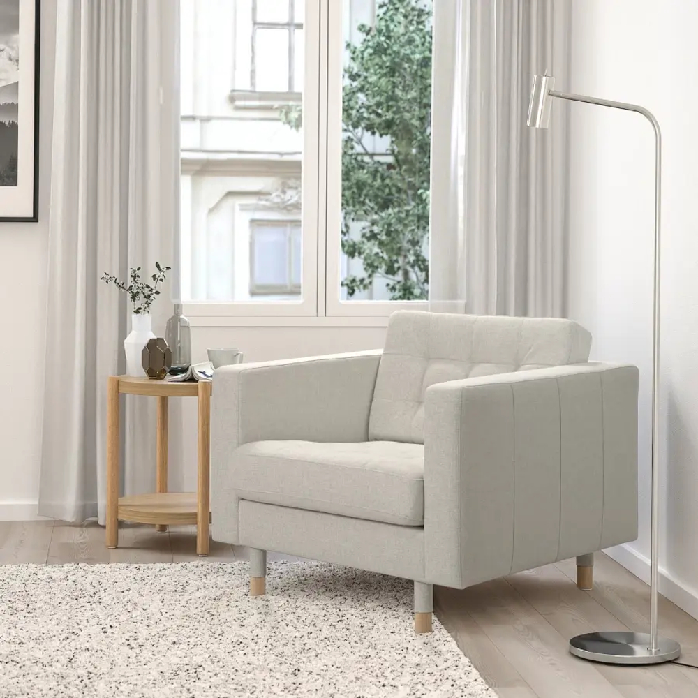 Кресло - IKEA LANDSKRONA, 89х89х78 см, светло-серый, ЛАНДСКРУНА ИКЕА