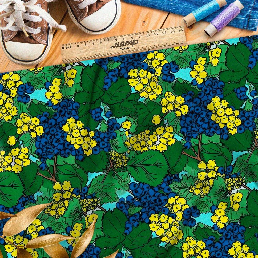 Ткань премиум шифон неоновые ягоды